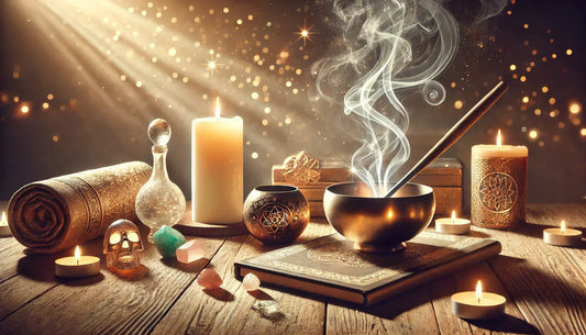 Rituale spirituale di purificazione della casa con candele, salvia e cristalli per attrarre angeli superiori e attivare la Legge di Attrazione.